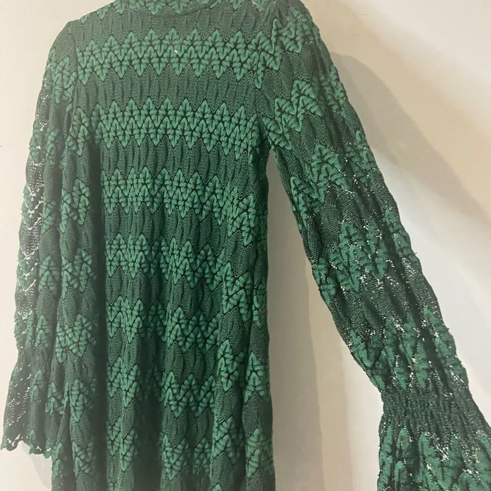 Free People Forest Green Lace Mini Dress